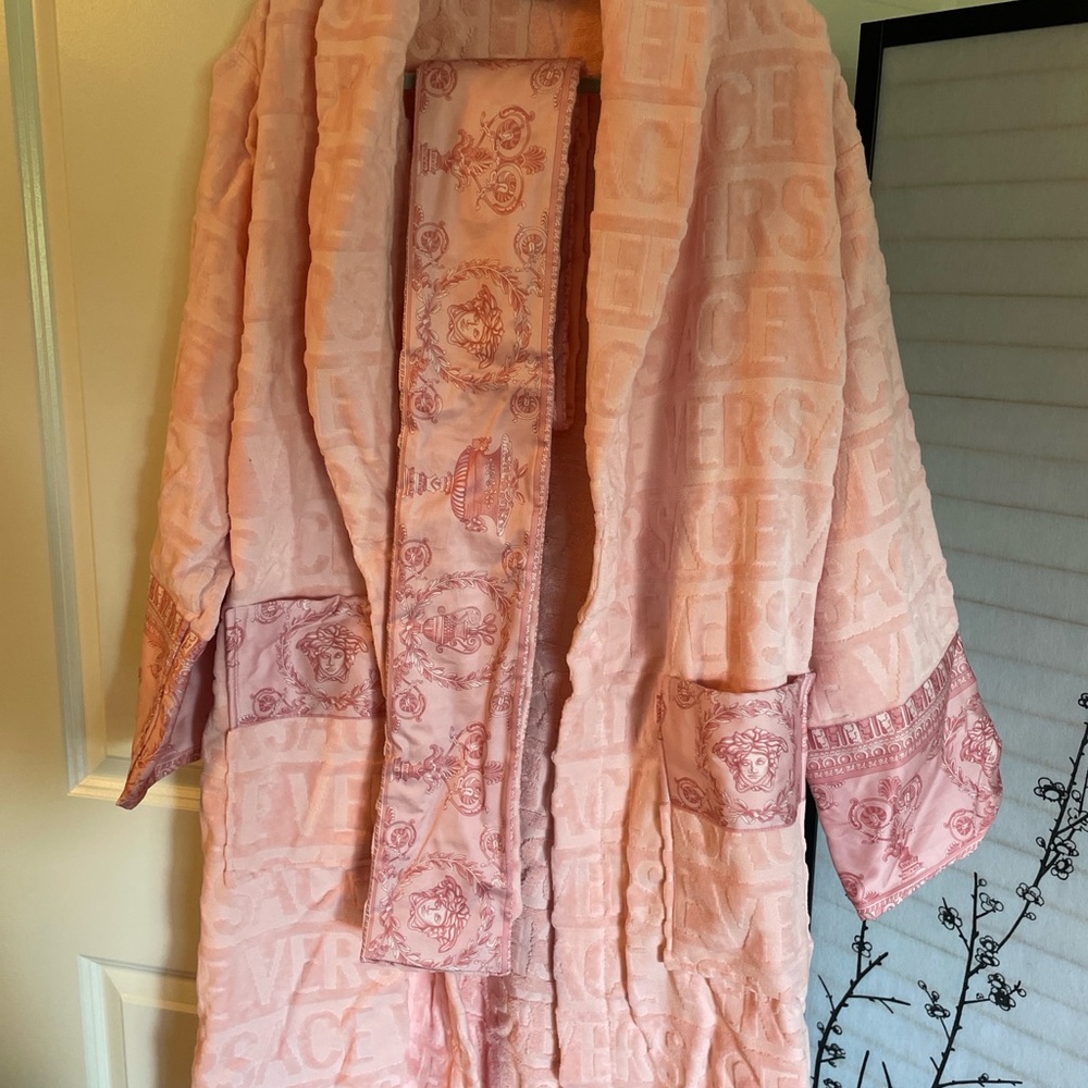 Baby Pink Versace robe and slippers